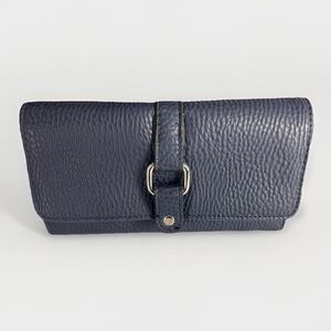 Emma James Navy Pebbled Faux Leather Vinyl Wallet Card Checkbook Organizer